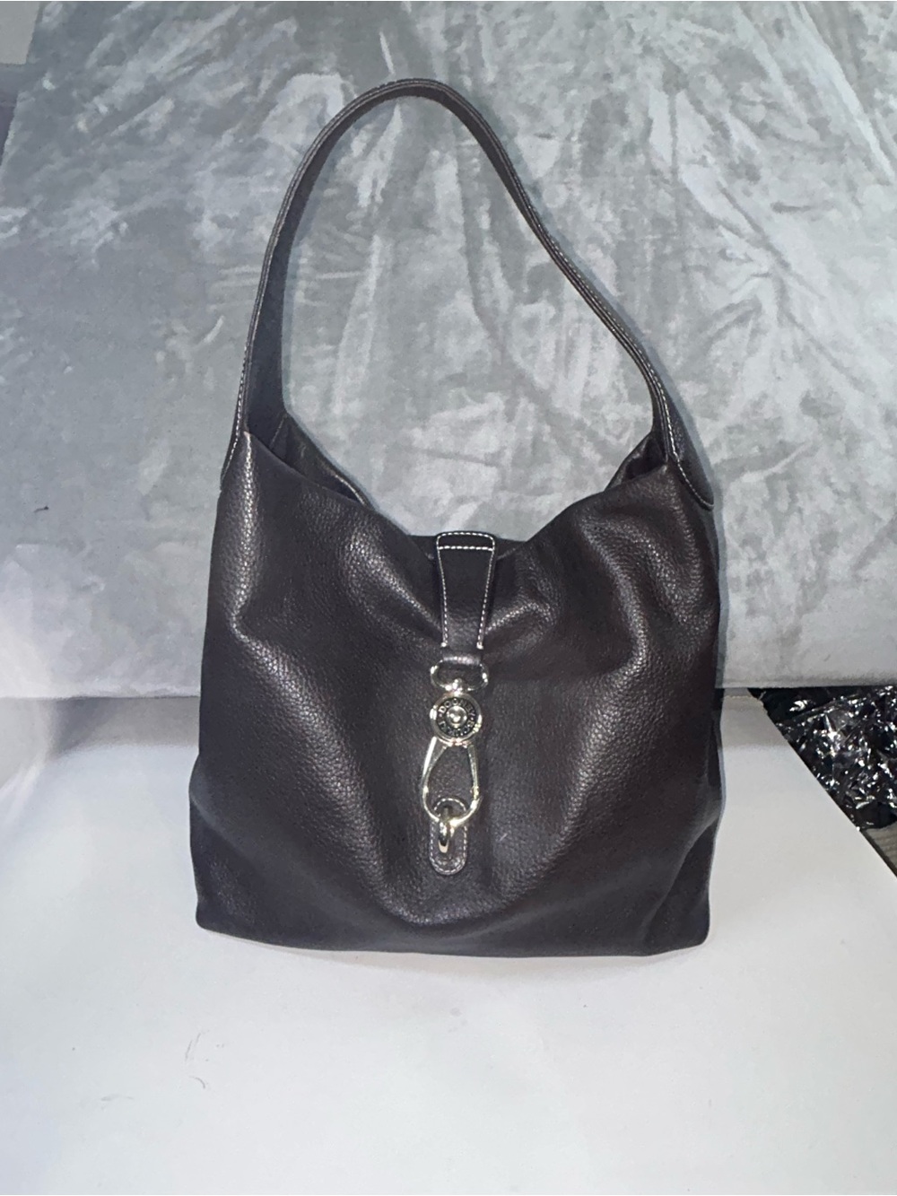 Dooney & Bourke Lucca Classic Leather Hobo Shoulder Bag in Dark Brown
